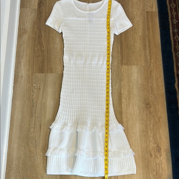 ST.JOHN  White Ribbed Ruffled Midi Dress - Picture 13 of 16